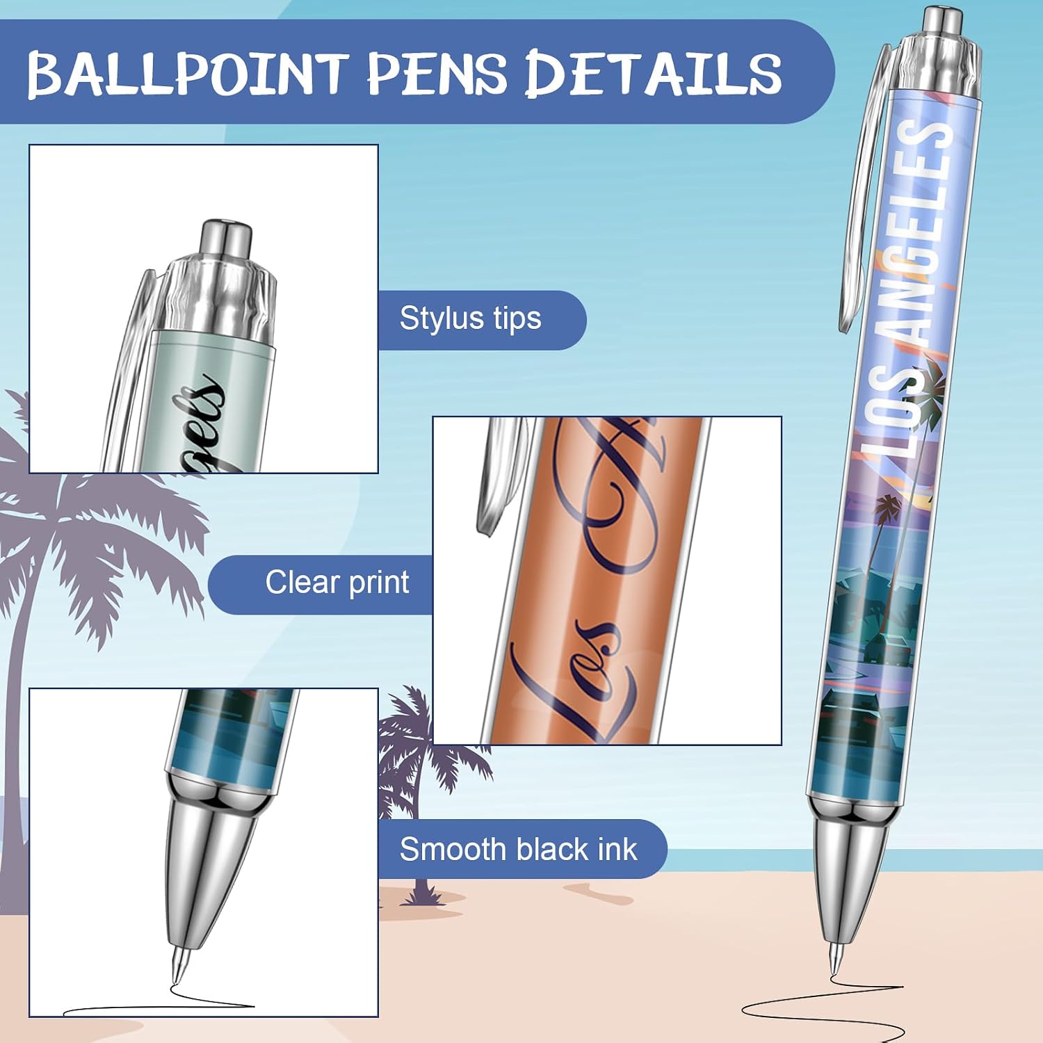 Sayglossy 30 Pcs Los Angeles Souvenirs Gifts Travel Ballpoint Pens image 4