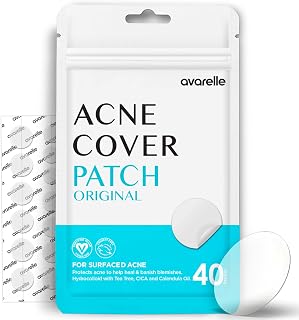 AVARELLE Hydrocolloid Acne Cover Patches with Tea Tree Oil - Vegan Pimple Patches for Face, Korean Skincare Zit Stickers