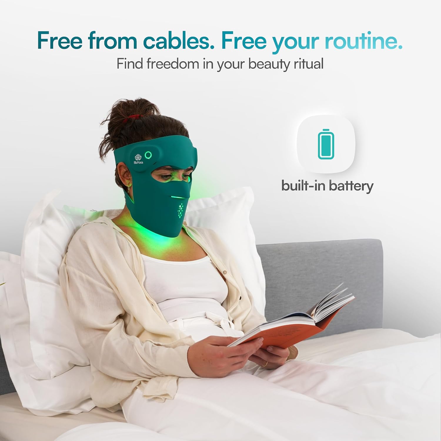 Red Light Therapy for Face, Wireless LED Face Mask Light Therapy, 9 Modes, 850nm NIR & 630nm Red, 2500mAh Rechargeable, 3D Facial Fit, At-Home Skin Care