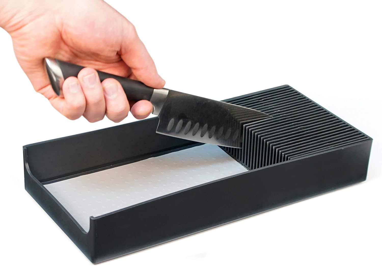 KNIFEdock Plastic Knife Drawer Organizer – BPA-Free In-Drawer Knife Block Insert for Kitchen Knives – Space-Saving Knife Storage with Easy Access and Organization