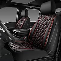 Vista 34 de CAR PASS Piping - Fundas de asiento delantero de automóvil de piel sintética de lujo, impermeables, antideslizantes, compatibles con reposabrazos