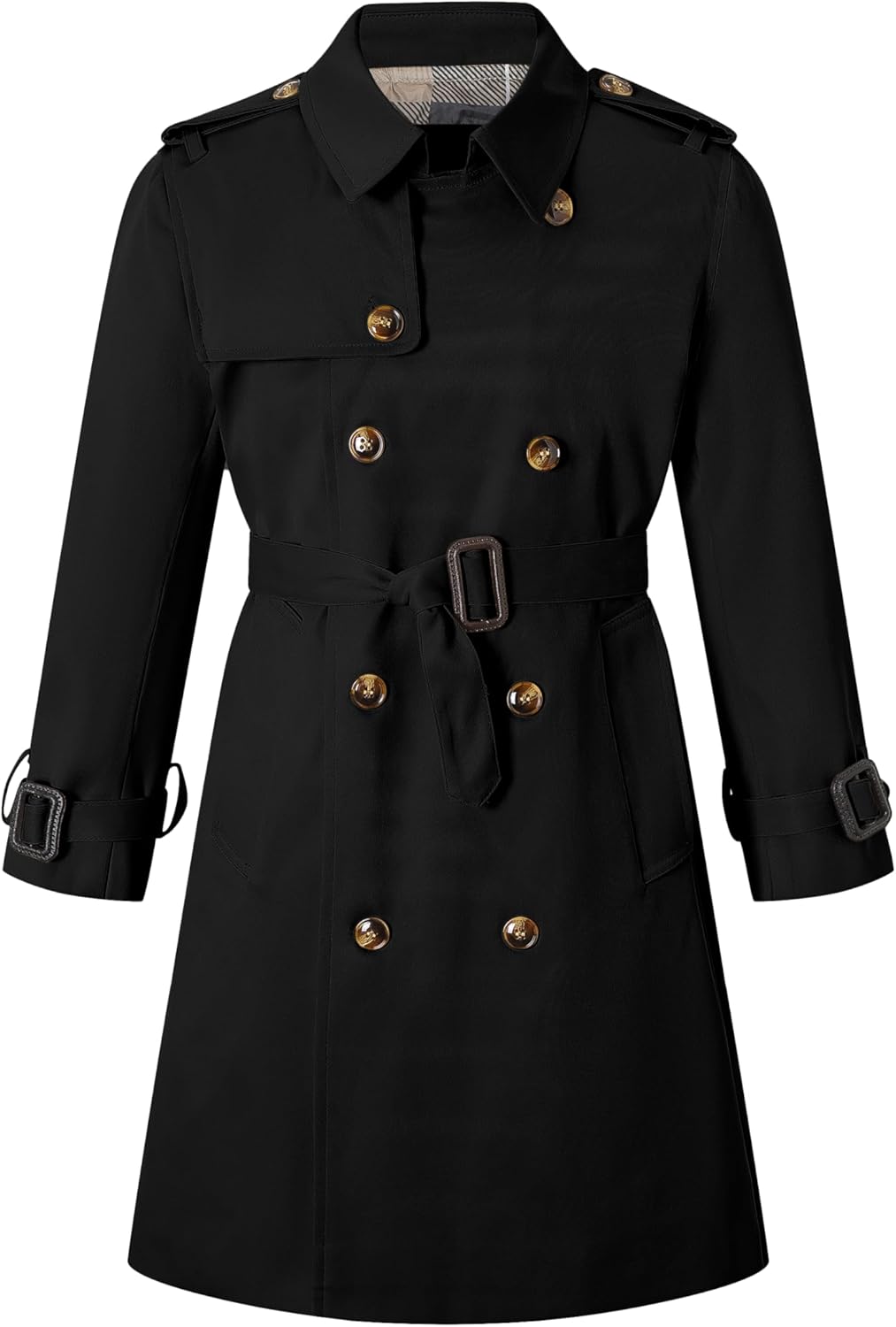 Betusline Boys Waterproof Trench Coat Double Breasted Classic Belted Outwear Rain Jacket