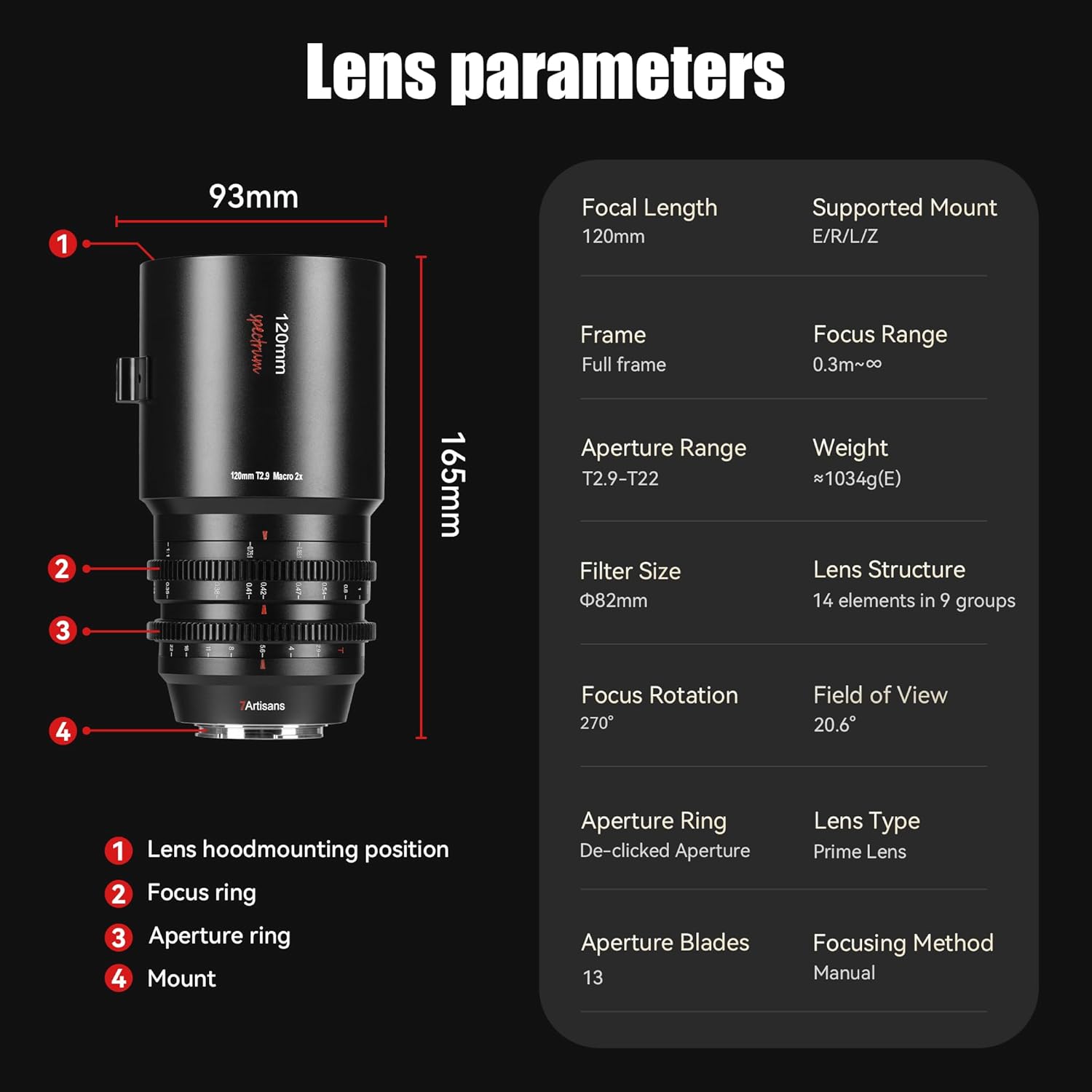 7artisans 120mm T2.9 Macro 2X Cine Lens,Manual Fixed Focus Cine Lens Compatible for Nikon Mount Z Series Z9,Z62,ZF,Z7,Z72,Z6