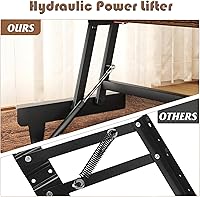 Vista 6 de GAOMON Mesa de centro elevable, mesa de centro con estante de almacenamiento, compartimento oculto y barra de elevación hidráulica para sala