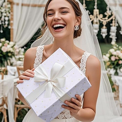 Miniatura 5 de RUSPEPA Rollo de papel de regalo blanco, mini rollo, flor con diseño de puntos dorados, perfecto para bodas, cumpleaños, aniversarios, despedidas de