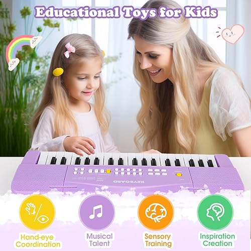 Miniatura 2 de Piano de juguete para niños de 3 años en adelante, piano para principiantes, piano eléctrico con micrófono, juguetes musicales de aprendizaje para