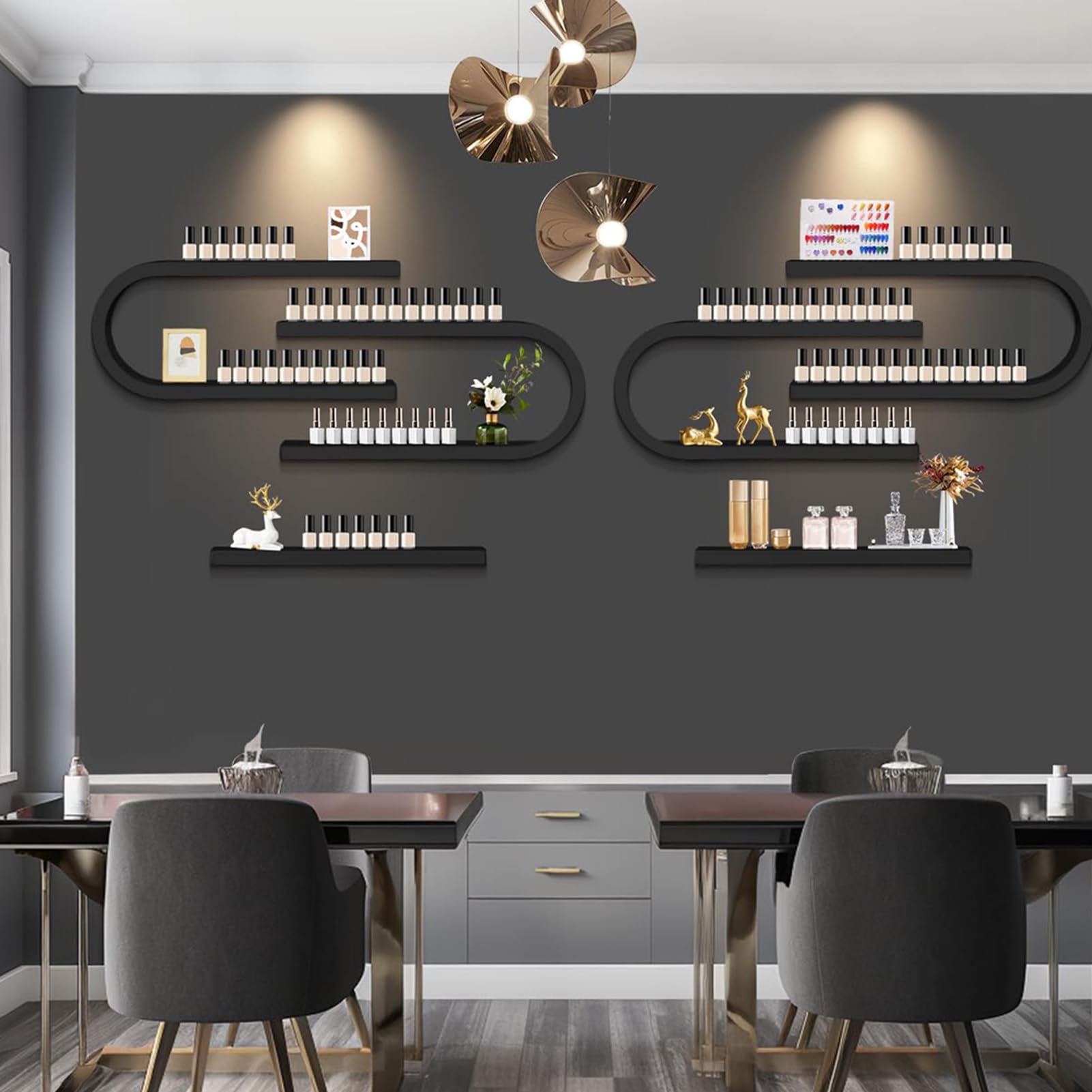Soporte de Metal para esmaltes de uñas, Estante de Pared para labiales y perfumes, Expositor Blanco, Caja expositora de cosméticos Americana, Blanca, Paquete de 2