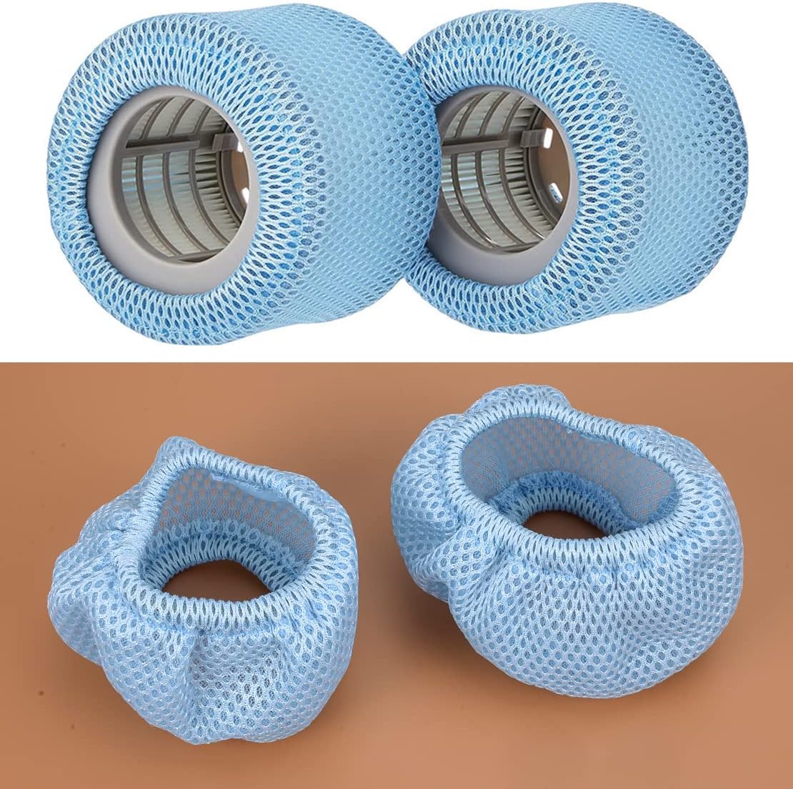 2pieces Mesh Hot Tub Filter Net Cover Compatible for MSPA Inflatable Pool Cartridges Accessories