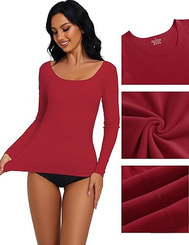 Miniatura 3 de YYA Camisas básicas de manga larga de 3 piezas para mujer, térmicas, cálidas, cuello redondo, elásticas, ajustadas, camiseta de capa S-XL