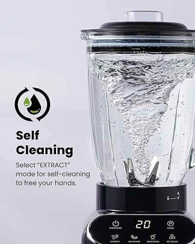 Miniatura 7 de GDOR Licuadora profesional para batidos, 5 funciones, licuadora de batidos de 1200 vatios máximos, tarro de vidrio de 52 onzas y combo de taza para
