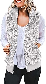 Sherpa Fleece Vest For Women Casual Loose Plus Size Sleeveless Cardigan Coat Fuzzy Shearling Teddy Jacket