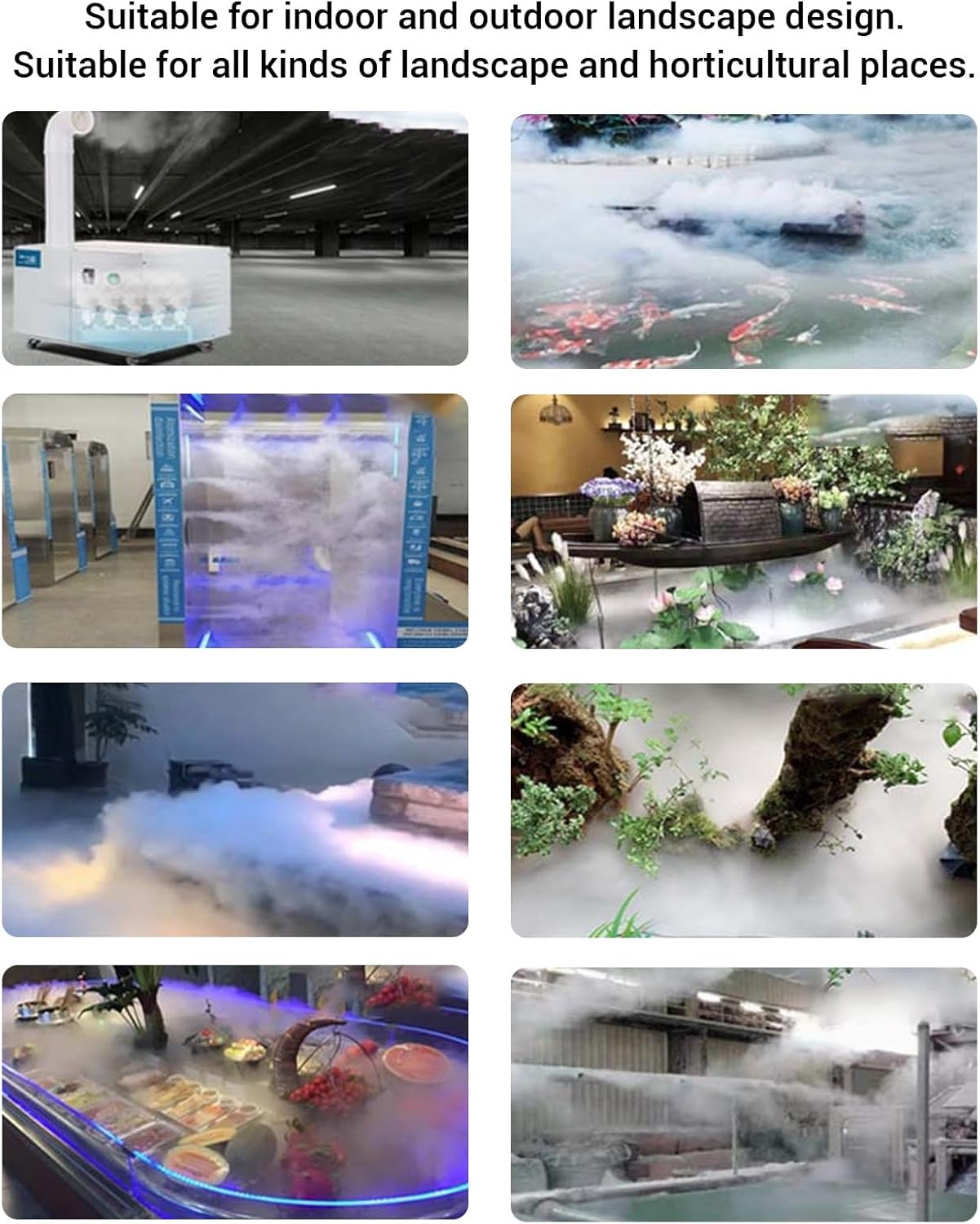 Ultrasonic Water Pond Fountain Fogger 12 Heads Quiet Mist Maker IP67 Water Proof with 1.5m Cable for Garden Landscaping DC45-48V