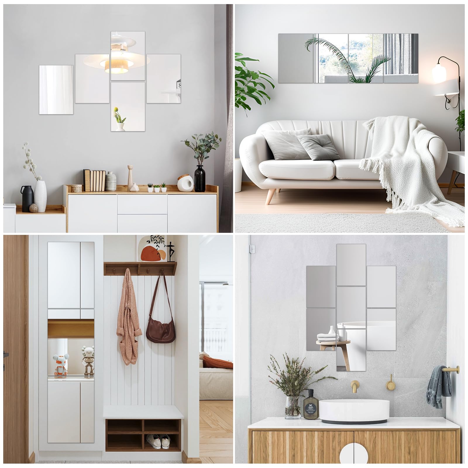 TSKDKIT Specchio da Parete Specchio in Vetro 30 x 21 cm Autoadesivo Specchi da Parete Decorativo HD Senza Cornice Grande per WC Degli ospiti, Bagno, Spogliatoio, Soggiorno