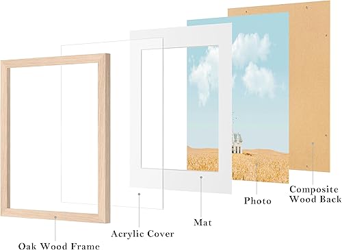 Miniatura 2 de eletecpro Portarretratos de 8 x 10 pulgadas, de roble natural, mate a fotos de 5 x 7 o de 8 x 10 pulgadas sin paspartú, marco minimalista de madera