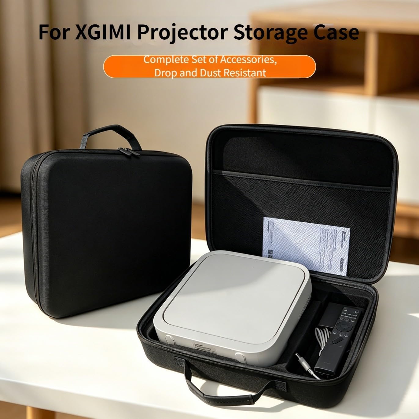 Fundas rígidas de EVA para proyector XGIMI Z6X-5 que proporcionan una protección fiable manejo sobre la marcha y almacenamiento de accesorios especialmente diseñado (beige)