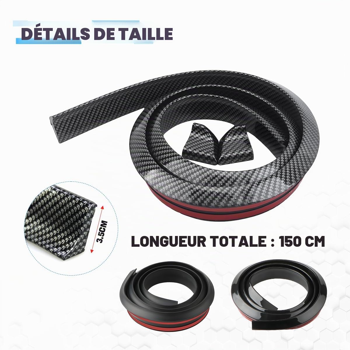 JNNJ Souple Aile Arrière Spoiler, Aileron Arrière Voiture en Caoutchouc Imperméable, Becquet Arrière Universel pour Auto Protection des Pare-Chocs (Noir-Brillant)