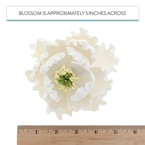 Miniatura 6 de Global Sugar Art Elegante flor de pastel de azúcar de peonía, blanco, 1 unidad por el chef Alan Tetreault