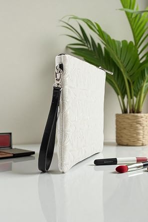 Ecrou Star Patterned Portfolio & Clutch Bag Wallet | 30 × 19 cm | Lightweight & Stylish | Removable Bracelet with Strap | Safe Design with Zipper | Trend