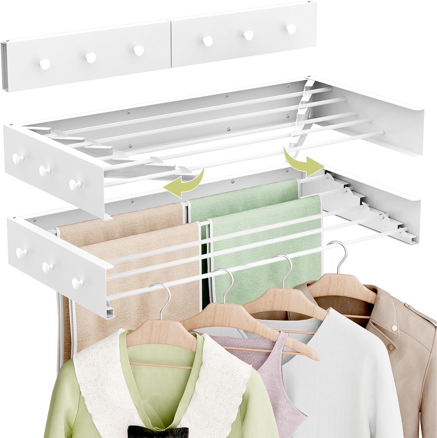 Foldable Wall-Mounted Clothes Drying Rack, 23.6 Inches, Holds up to 60 lbs