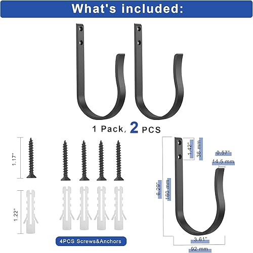Miniatura 6 de BlackCurtain - Alzapaños para cortinas, 2 abrazaderas de aluminio macizo en forma de U para colgar en la pared