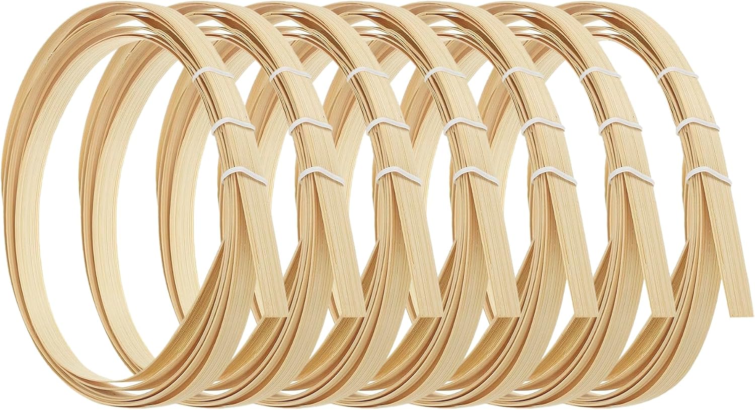 Framendino, 7 Rolls Strips Flat Cane Reed Natural Sticks 0.79 Inch Wide Coil for Basket Wicker Weaving Making Supplies DIY Crafts