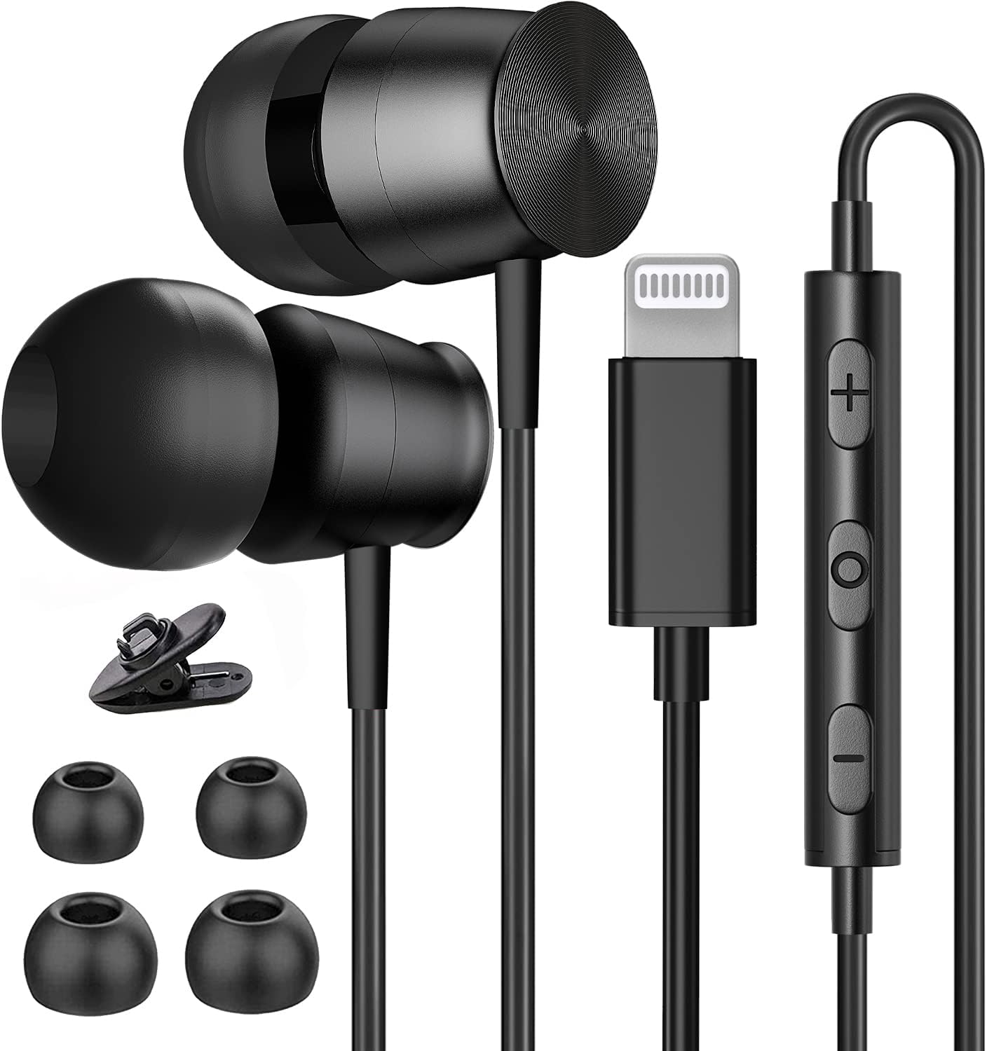Lightning Headphones for iPhone 13/14/12 Pro Max - MFi Certified Lightning Earbuds with Mic, Noise Isolation, Stereo Bass - Wired Earphones for iPhone 11/XR/SE