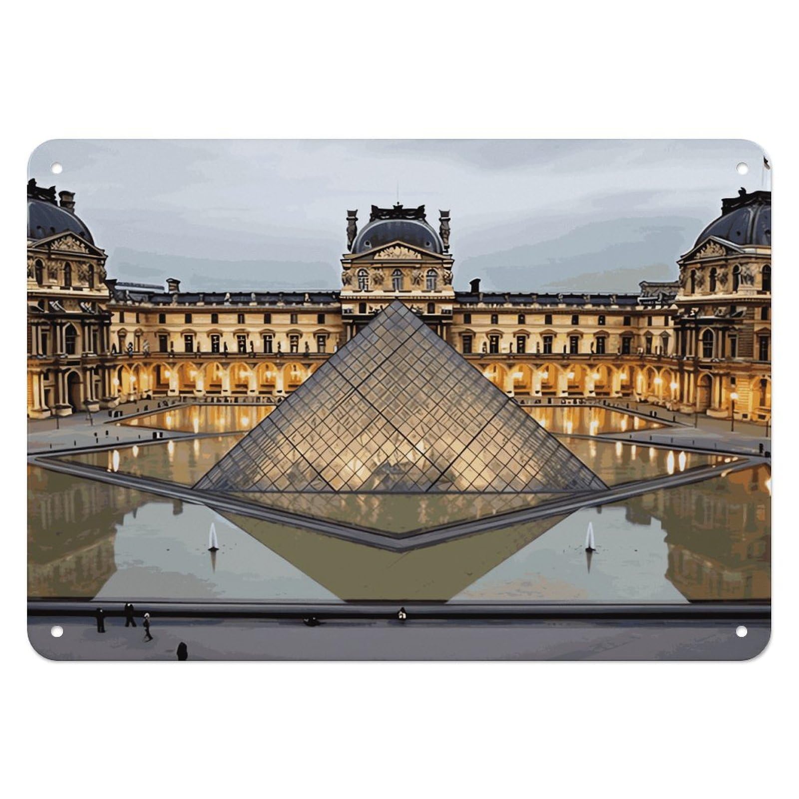 Fekiloot Style Louvre Museum In Paris Wall Decor Iron Painting Metal Sign