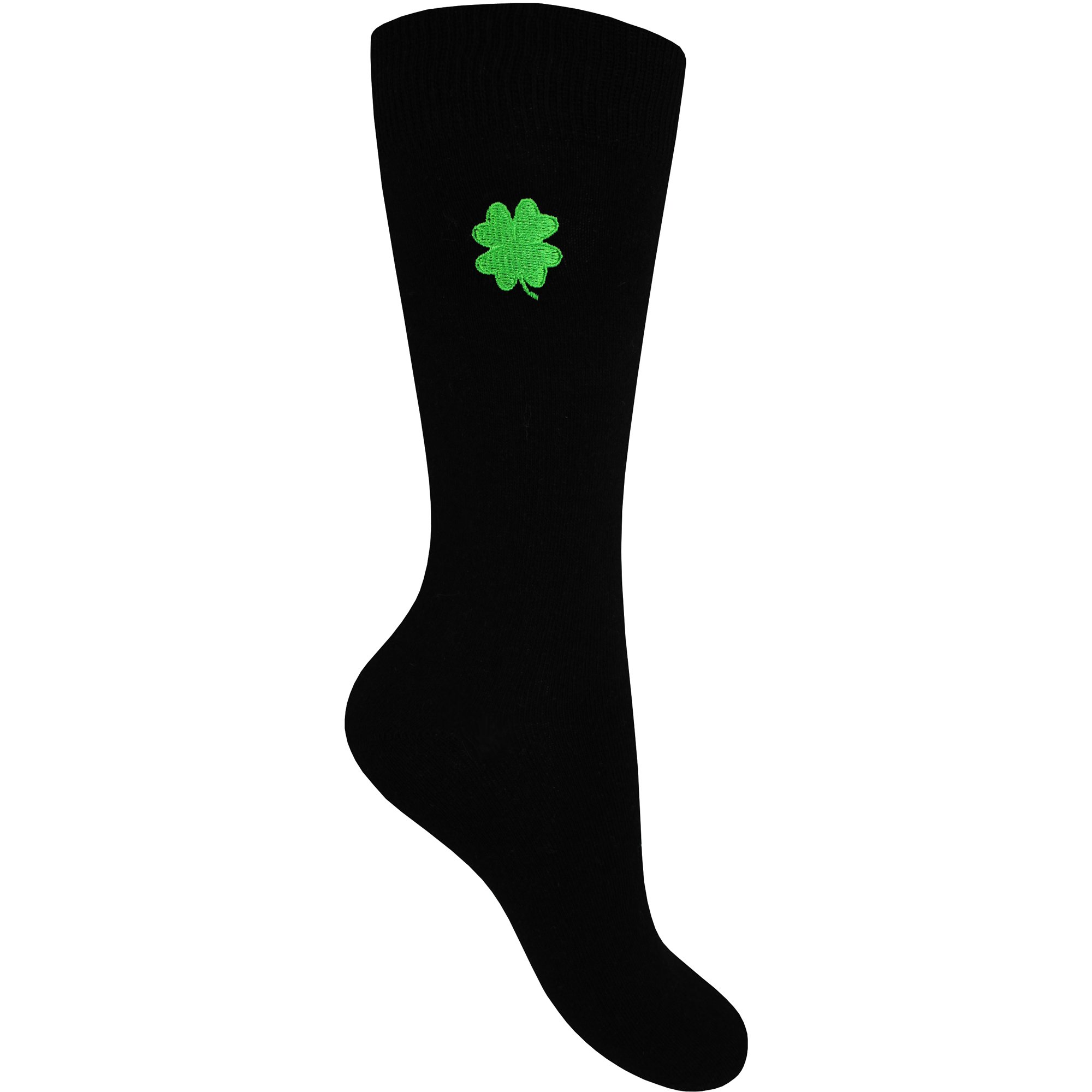Teddyt's Men's Black Lucky Irish Four Leaf Clover Everyday Formal Socks