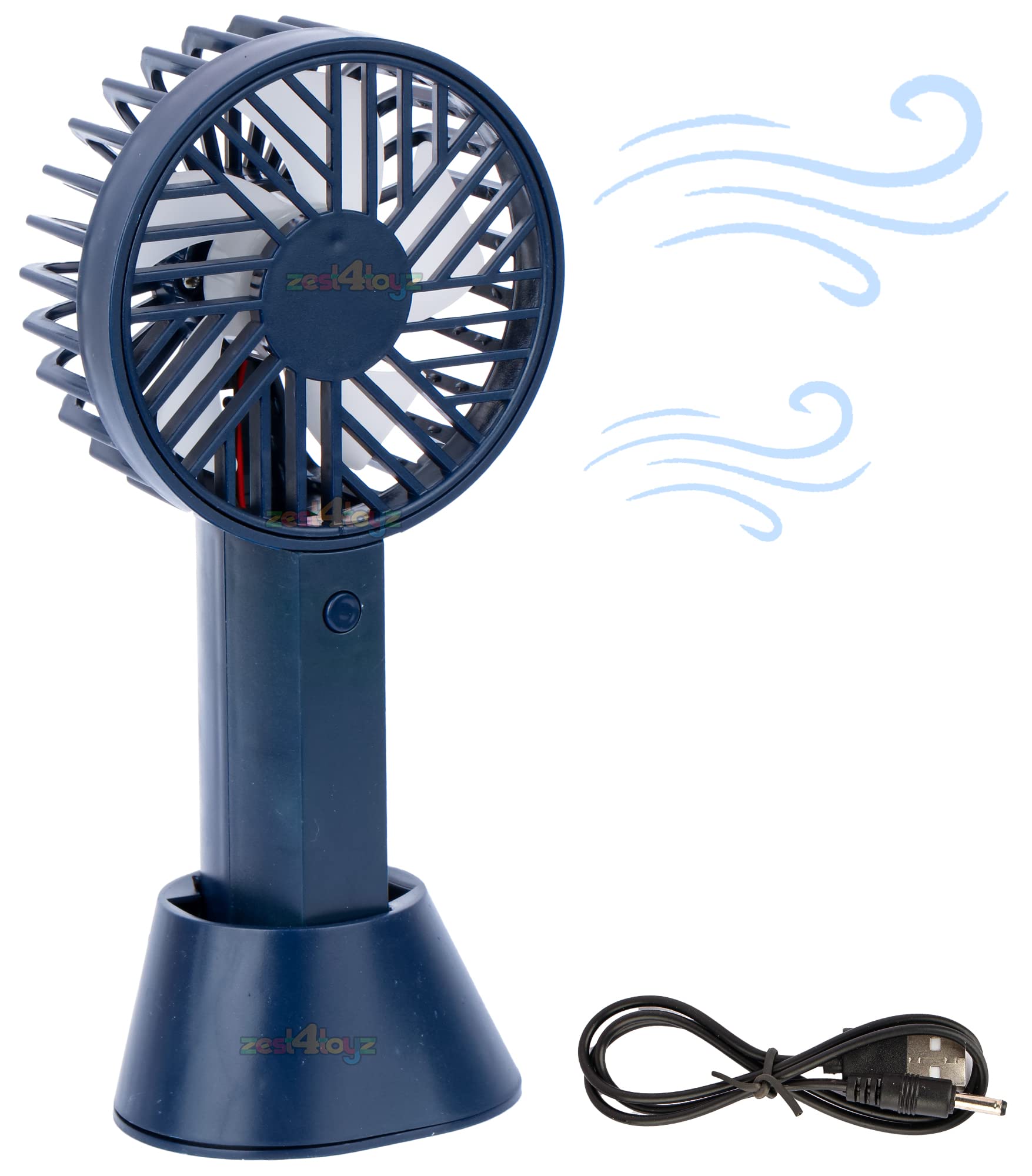 Zest 4 Toyz Table Desk Fan Portable 3 Speeds Wind Cooling Fan Single Button Adjustment Mini Fan for Makeup Vanity Home Office Outdoor (Black Blue, Pack of 1 Portable Table Fan) (B0B9H8GS95) Amazon Price History, Amazon Price Tracker
