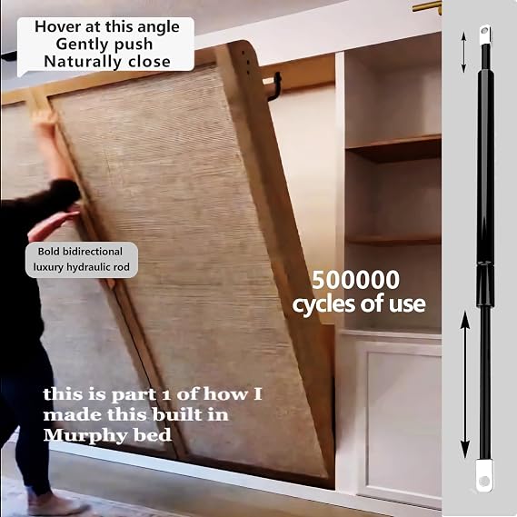 Create A Luxurious Bed Murphy Bed Hardware Kit, Hover in Mid Air Hydraulic Rod Gas Spring System (Horizontal, Queen/Short Queen)