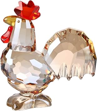 Crystal Rooster Animal Collectible Cute Figurine Ornament Gifts Home Decor Gold