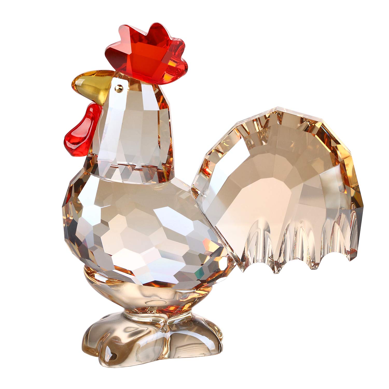 DOJOZCrystal Rooster Animal Collectible Cute Figurine Ornament Gifts Home Decor (Gold)