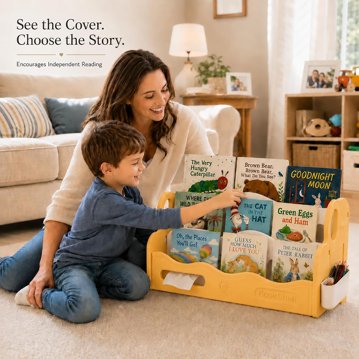 Kids Bookshelf for Toddler, Front Facing Montessori Book Shelf, 3 Tier Kids Bookcase Organizer, BPA-Free HDPE Nursery Bookshelf, Tool-Free Assembly, Book Rack for Bedroom, Playroom, Classroom image 2