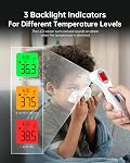 Femometer No-Touch Forehead Thermometer, Fast Infrared Temp 3-Color Indicator for Kids & Adults (White