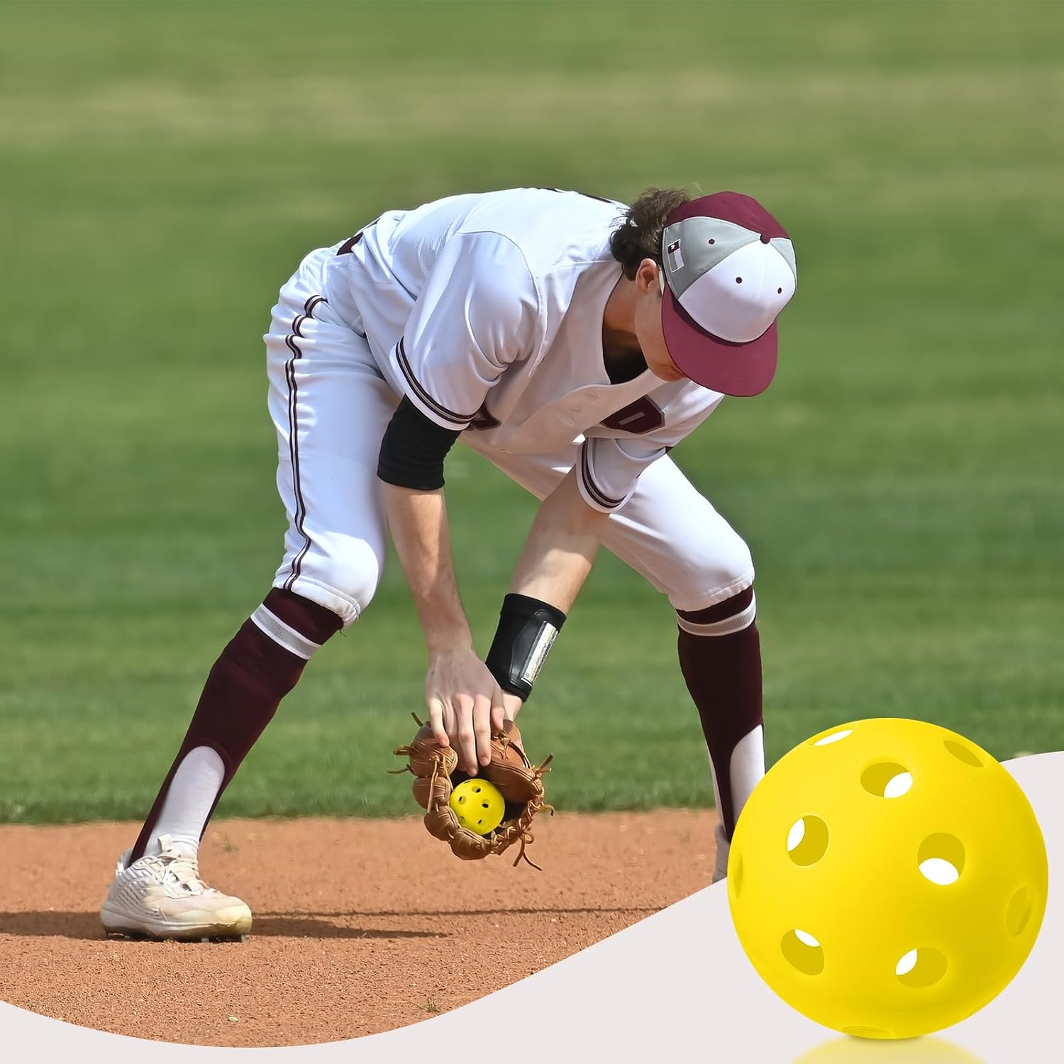 Lunmon 36 Pcs Practice Baseball 42mm Small Training Balls Plastic Hollow Softballs Golf Balls with a Drawstring Bag for Backyard Hitting Batting Training Indoor Outdoor Use