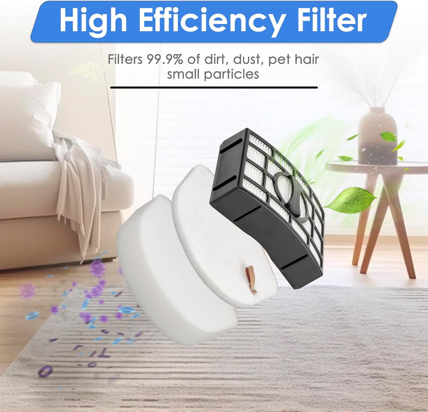 (3 Pieces) 1 Hepa Filters + 2 Foam Filters Compatible With Shark ZU560 ZU561 ZU562 ZU572 UV650 UV725 ZU660 CU530 Upright Vacuum, Replacement HEPA Upright Filter Parts, Compare to XFFK560 & XHEPA560