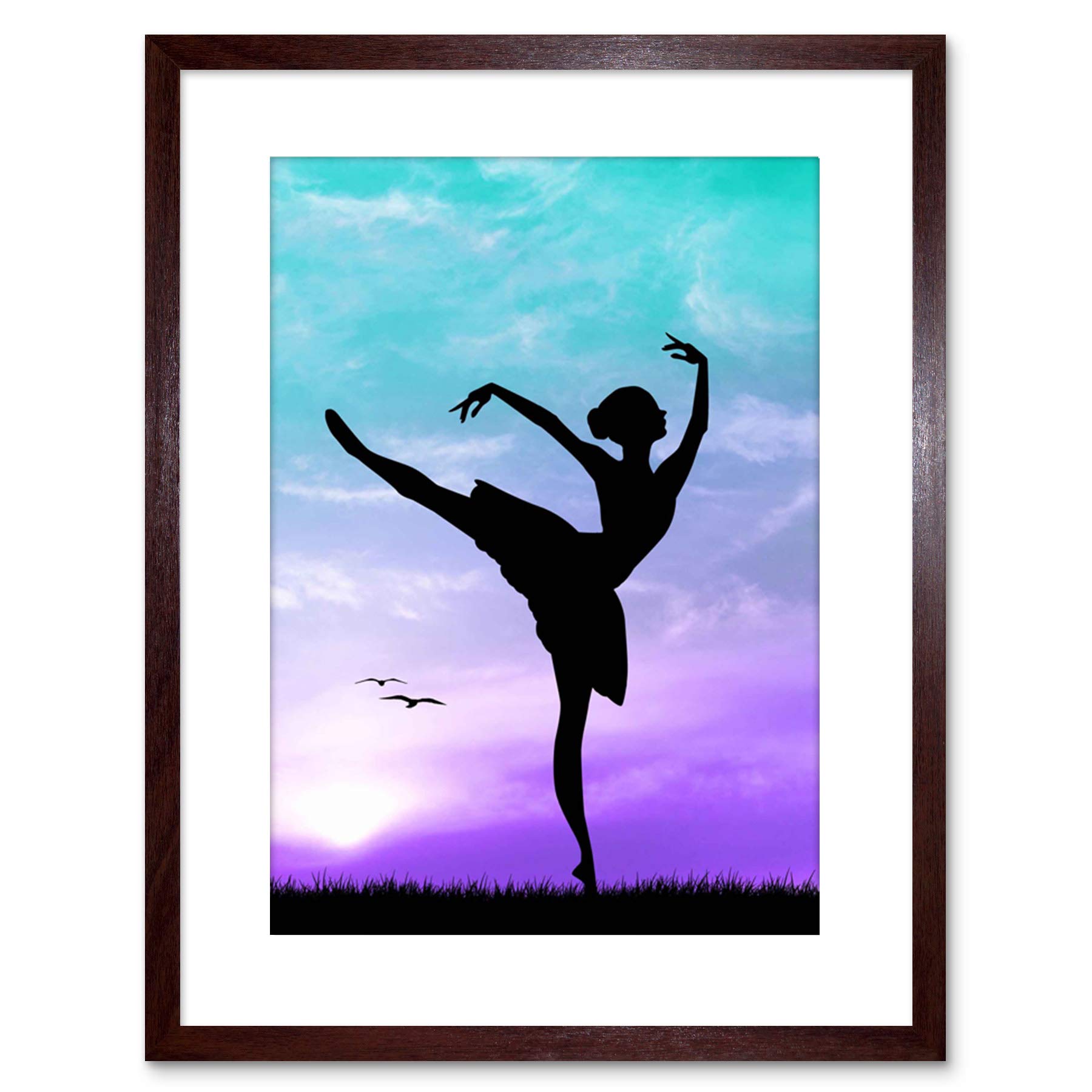 Wee Blue Coo PHOTO MOCK UP SILHOUETTE SUNSET BALLET DANCER FRAMED PRINT F97X5331