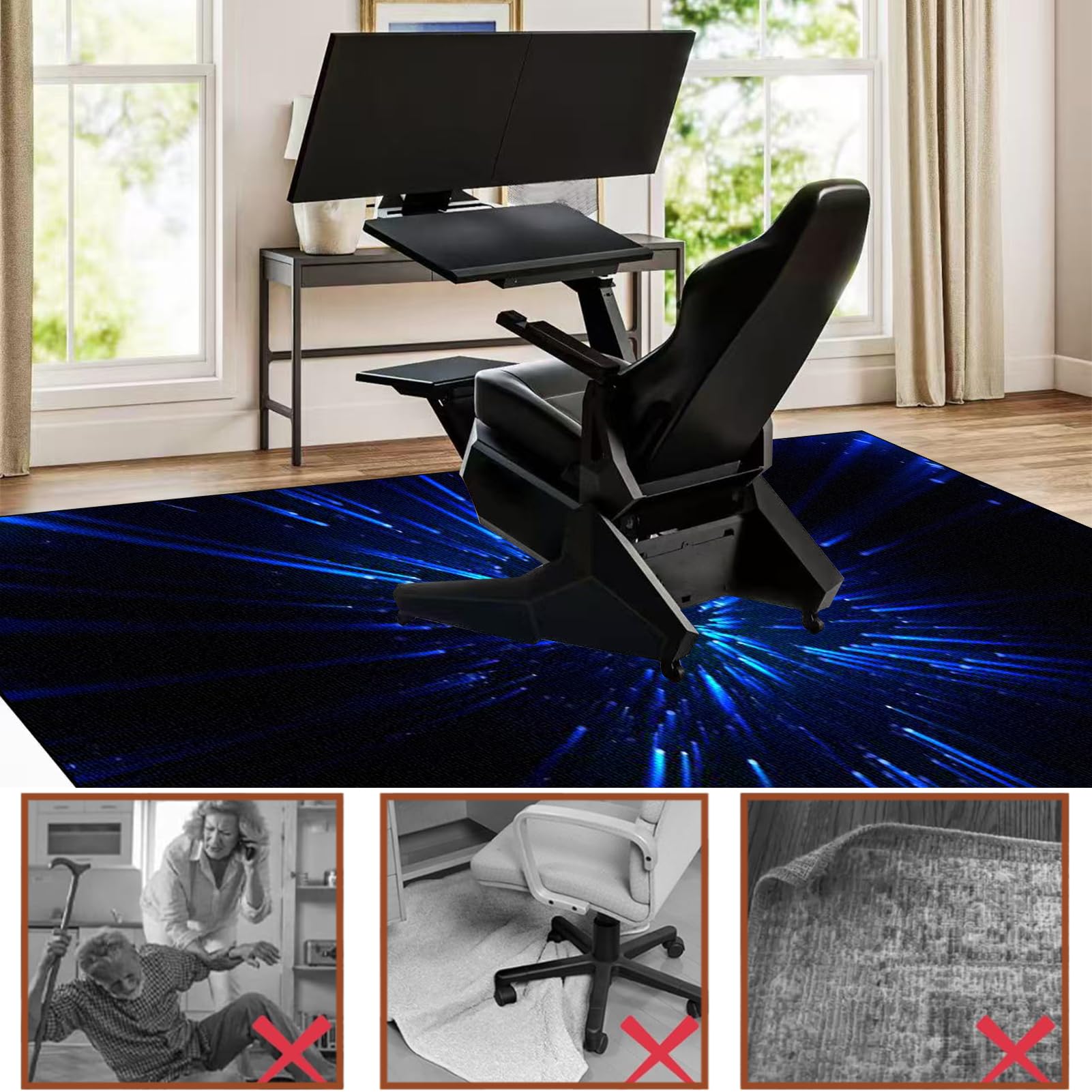 Tappetino per Sedia da Scrivania Gaming, Ufficio Tappeto Salvapavimento, 110 x 130 cm Ufficio Protettore del Pavimento, Tappeto per Sedia con Ruote, Tappeto Sedia Gaming per Parquet e Pavimenti Duri