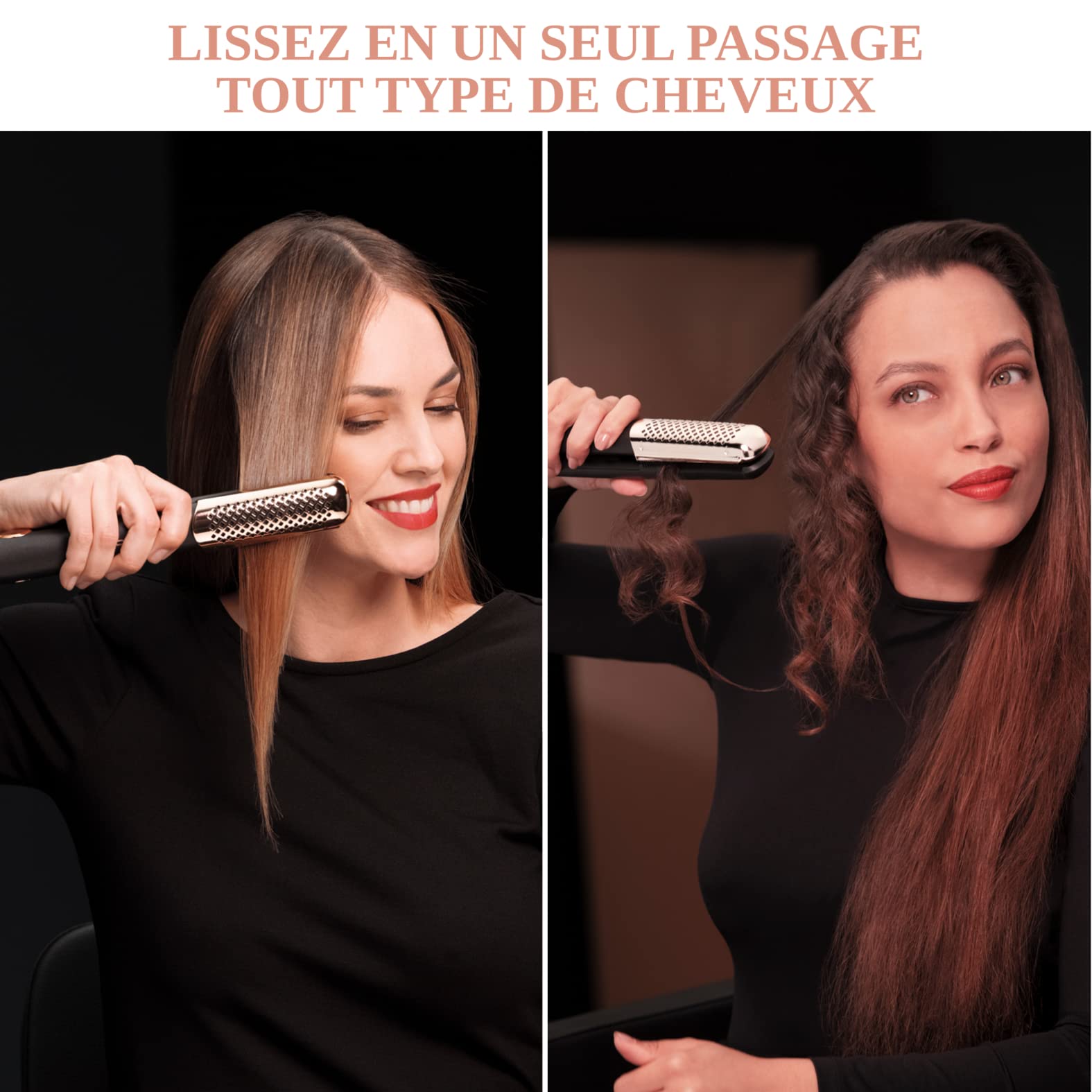 Rowenta Ultimate Experience Inimitable SF8230 - Plancha y rizador de pelo 2 en 1 con placas flotantes 3d, revestimiento piedra mineral, 5 temperaturas ajustables, para todo tipo de cabello