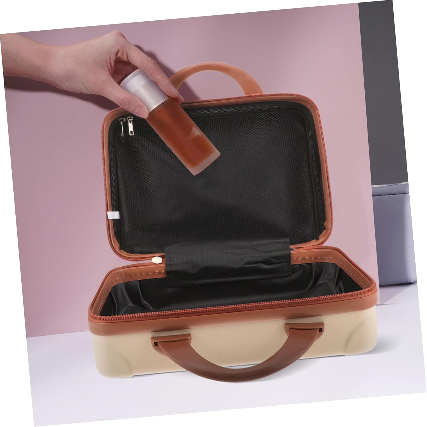 Macaron Color Portable Makeup Suitcase Mini Travel Organizer Case for Women Compact Cosmetic Storage Detachable Dividers