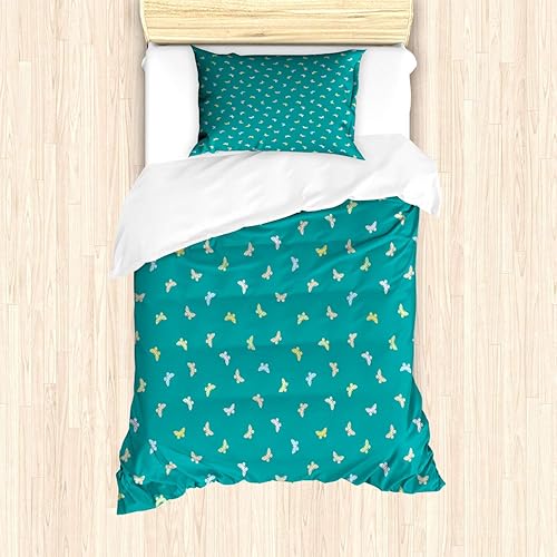 Miniatura 24 de Ambesonne Synthwave Duvet Cover Set, Abstract Halftone Inspired Dos with Colorful Retro Zigzags Graphic, Decorative 3 Piece Bedding Set with 2