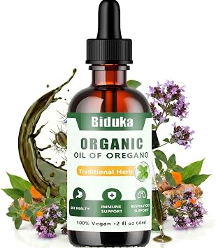 Organic Oregano Oil Liquid Drops, Blended with Black Seed Oil Turmeric Oil & Vitamin E, 2 fl oz, 240 Servings for 40 Days Supply, Vegan Gluten-Free GMO-Free, GMP Certified Herbal Supplement