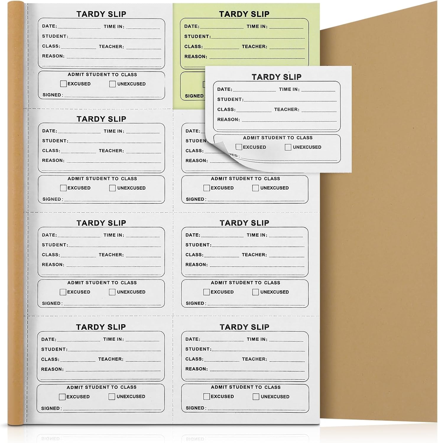 Engrowtic 800 Pcs Tardy Slip Book with Carbonless Duplicates 3.5 x 4.3 Inch Tardy Slips Per Book Form Register Copy Notebook for Student Late Arrivals Easy Removal Fold and Tear(White and Red)