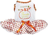 Vista 6 de Petitebella Happy Thanksgiving - Vestido de calabaza para perro (marrón/pavos, L)