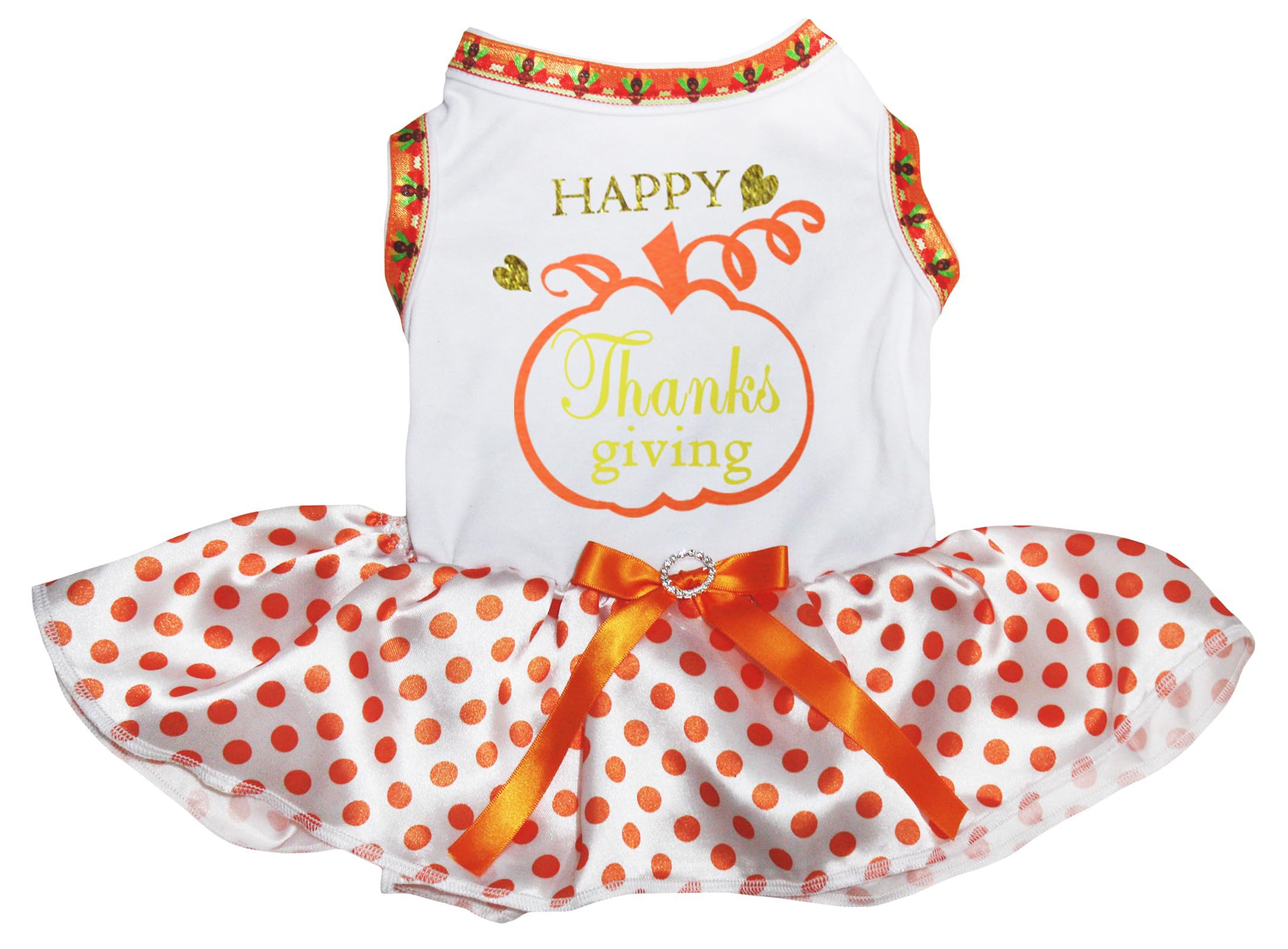 Robe pour chiot citrouille vêtement de Thanksgiving blanc pois taille XXXL