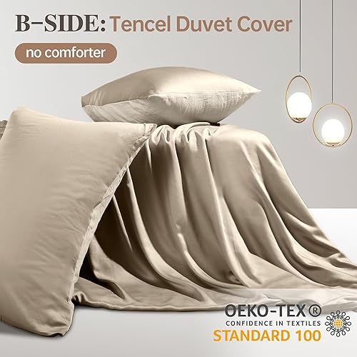 Miniatura 7 de NEXHOME PRO Juego de funda de edredón Tencel 100% de lino, tamaño Queen, 5 piezas (1 funda de edredón y 2 fundas de almohada y 2 fundas de