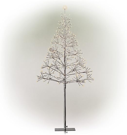 Amazon Com Alpine Corporation Crd111s Sl Festive Silver Christmas Led Lights Artificial Tree Holiday Decor Home Kitchen