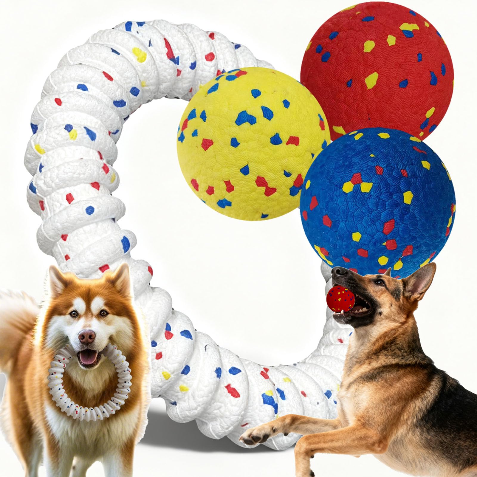 Hundespielzeug für aggressive Kauer, unzerstörbare Hundebälle, 7,9 cm, magischer Ring, langlebig, federnd, schwimmend, Frisbee, Hundezahnspielzeug für große Hunde, Wasserspielzeug