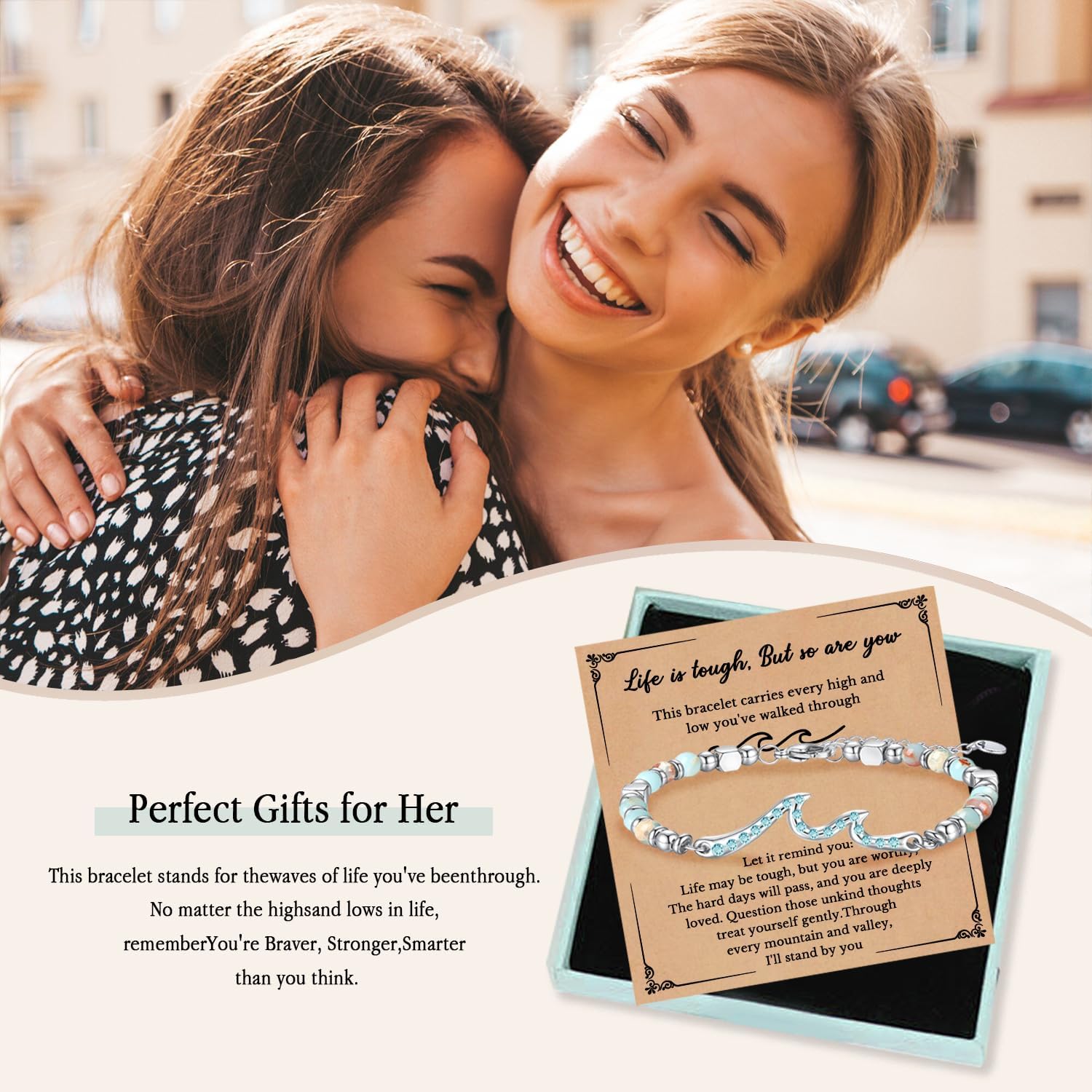 Wave of Life Inspirational Gifts for Women Bracelet with Gift Box & Card, Encouragement, Sympathy, Healing Jewelry for Her, Sister, Friend, Coworker - Image 6