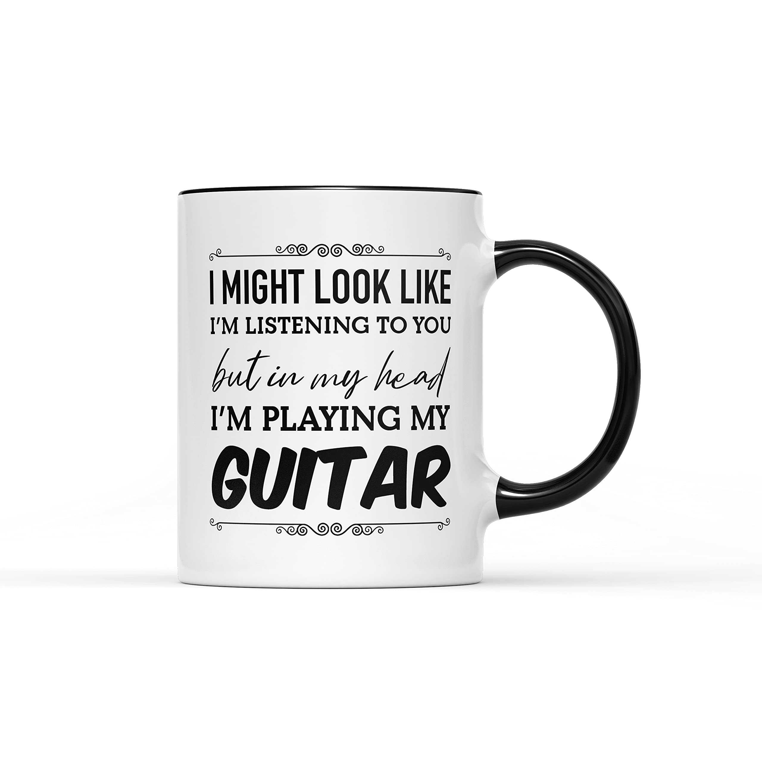 I Might Look Like I'm Listening to You Mug - Perfect Christmas Birthday Present Heavy Duty Ceramic Handle Coated Dishwasher Microwave Safe (Black Handle)